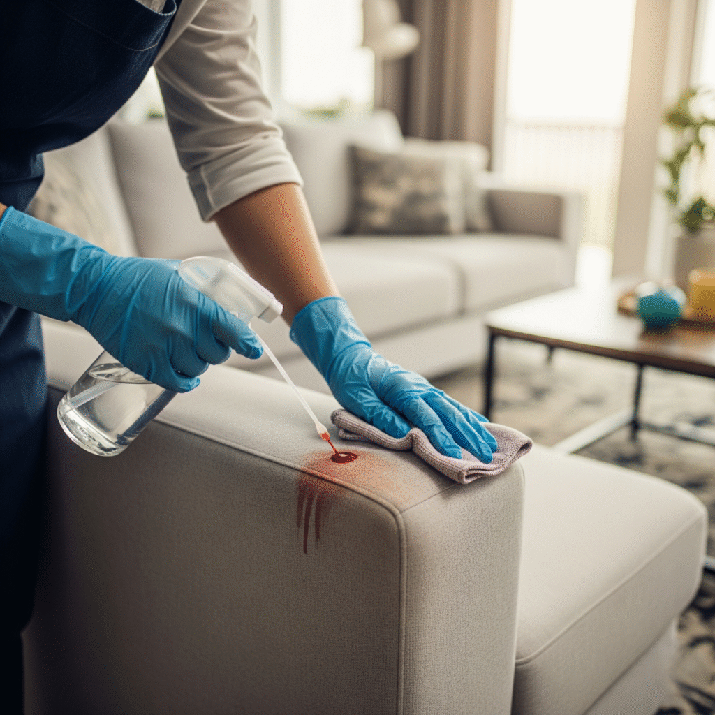 applying stain removal treatment