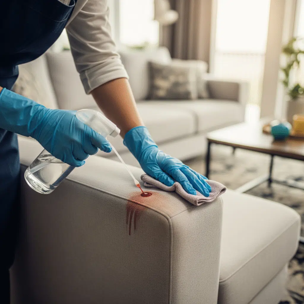 applying stain removal treatment