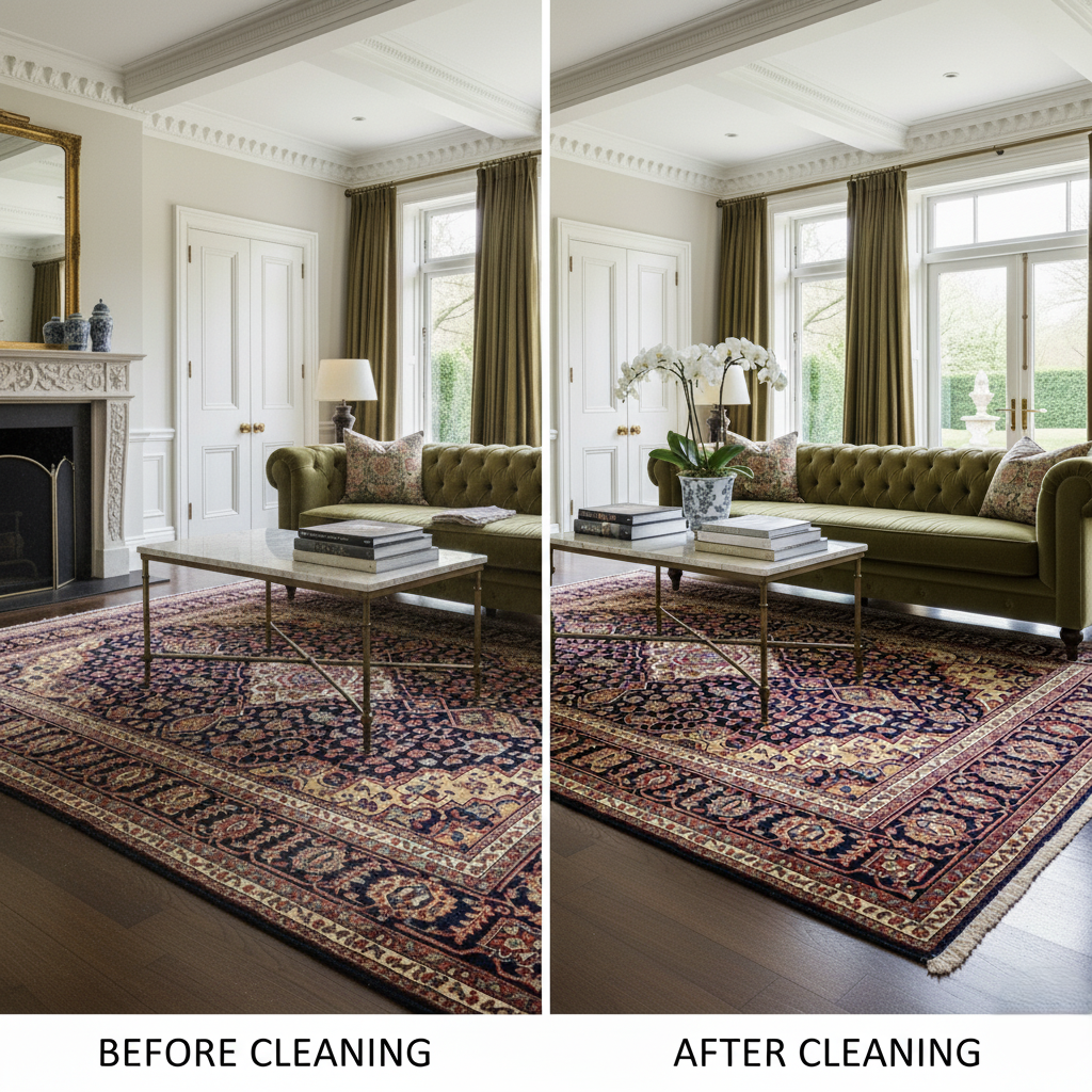 oriental rugs before and after professional cleaning