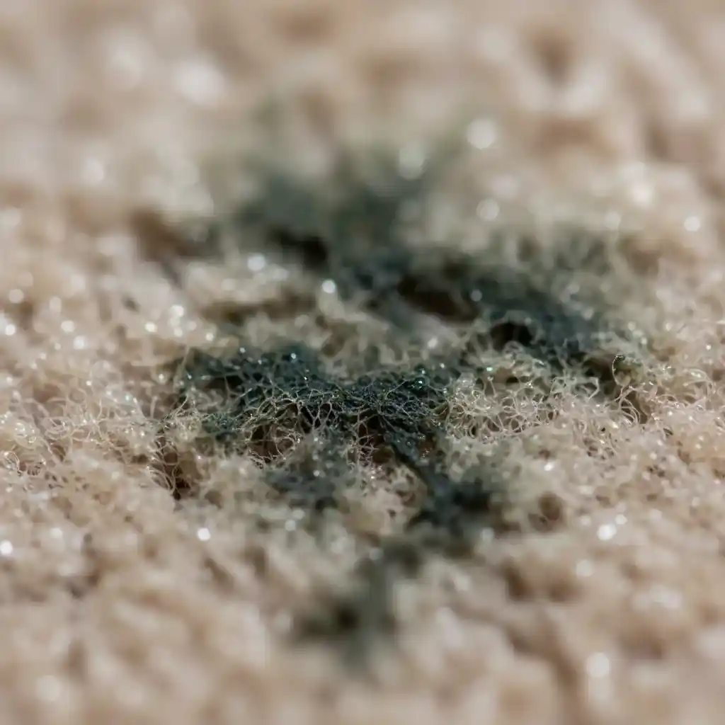 damp carpet with mold spots