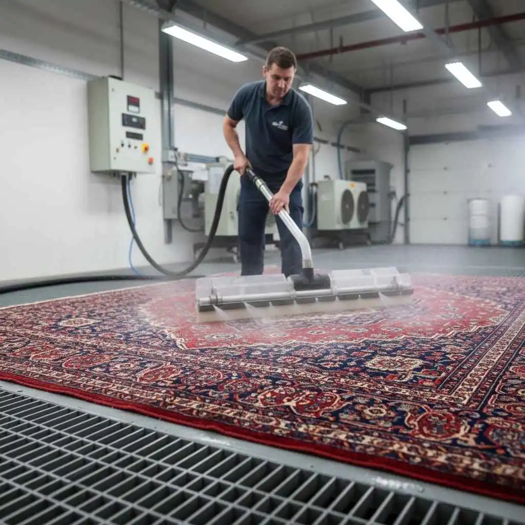professional rug cleaning with controlled water application