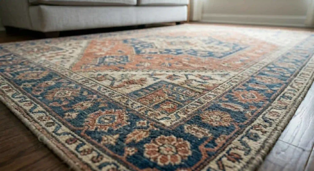 clean living room with a fresh rug