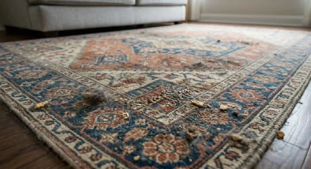 dirty rug before deep cleaning