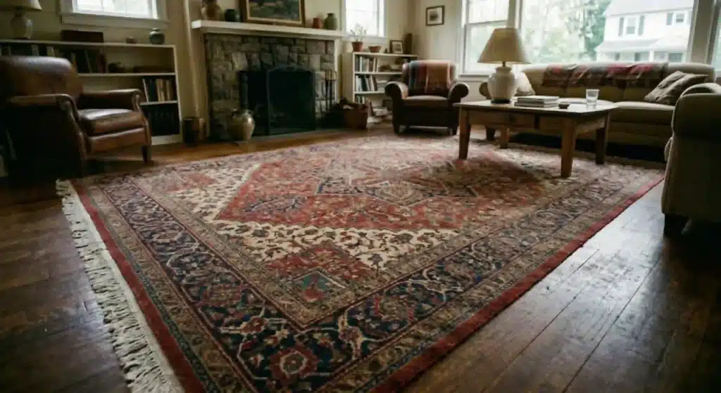 Restored oriental rug after professional cleaning service in New Haven
